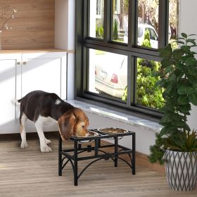 17" Double Stainless Heavy Duty Dog Food Bowl Elevated Pet Feeding Station