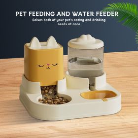Super Cute Appearance Pet Feeding And Drinking Device, Cleverly Designed With Dry And Wet Separation, Automatic Water Addition, Universal For Cats And (Option: Yellow)