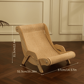Natural Wood Durable Sisal Cat Hammock With Scratching Board - Multifunctional Indoor Cat Furniture, Ergonomic Lounger For Rest And Play, Scratch-Resi (Option: Small)