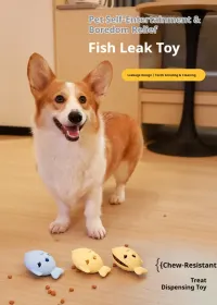 Fish-Shaped Dog Treat Dispenser Toy â€“ Food-Grade Silicone Slow Feeder For Boredom Relief, Self-Entertainment & Pet Interaction â€“ Durable Chew Toy (Option: Blue)
