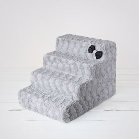 Luxury Pet Stairs (Color: Dove Grey, size: 4- Step)