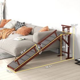PawHut Wooden Dog Ramp With Removable Guardrails, Non-Slip Surface, (Option: Brown and Gray)